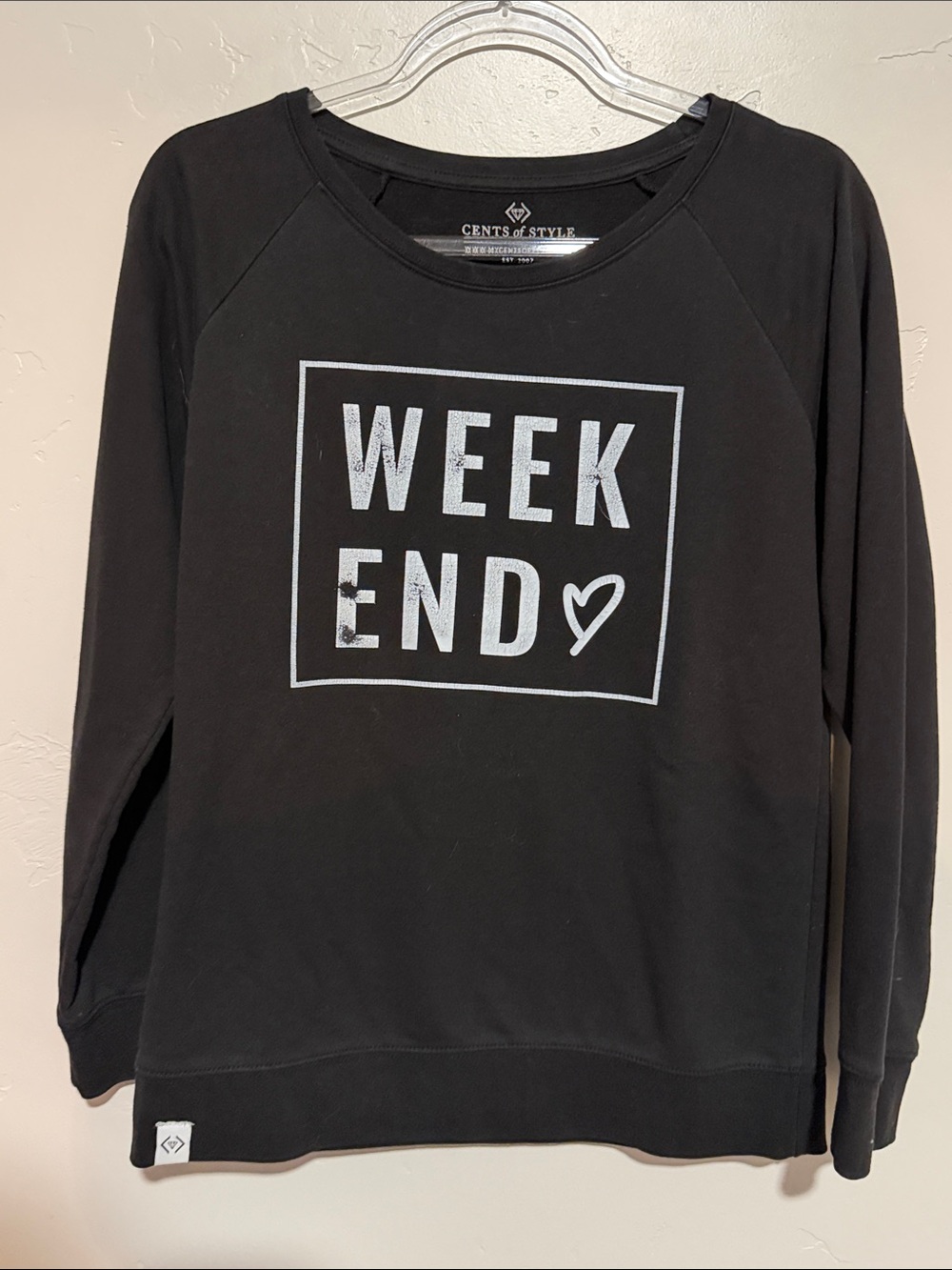 Cents of Style Black "Weekend" Graphic Crewneck Sweatshirt